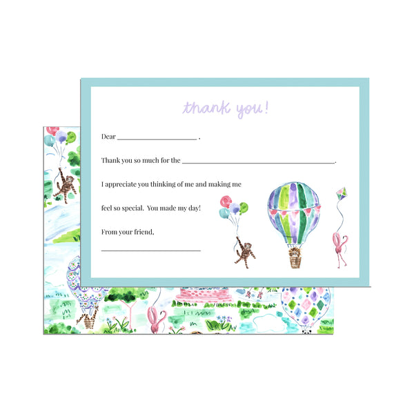 Kids Thank You Notecard Set, Party Animals Print