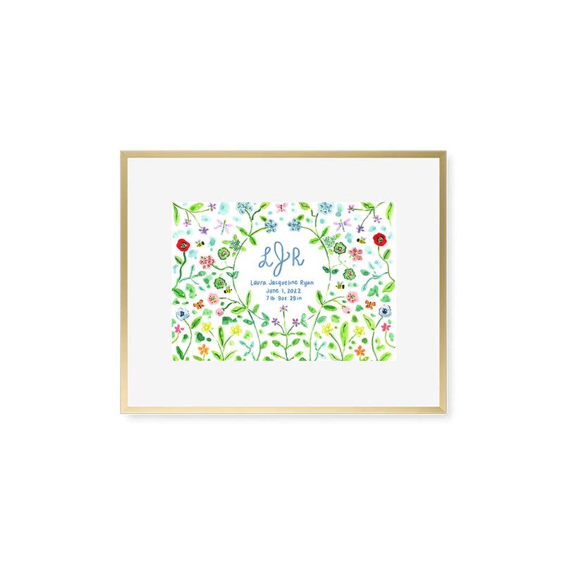 Personalized Baby Name Print: Flower Garden