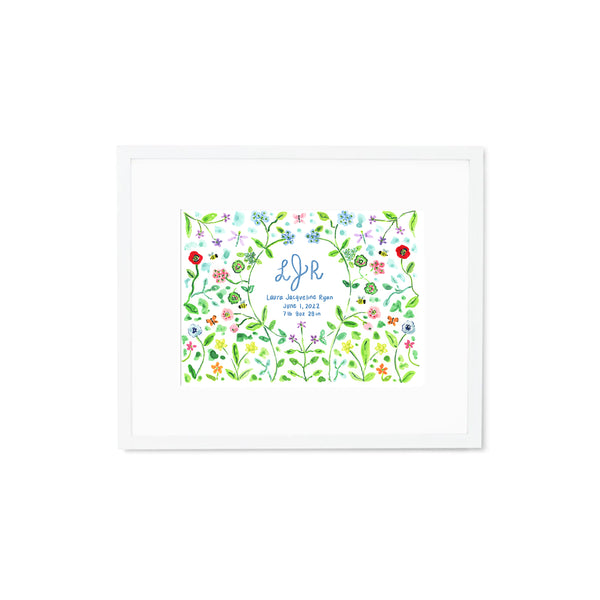 Personalized Baby Name Print: Flower Garden