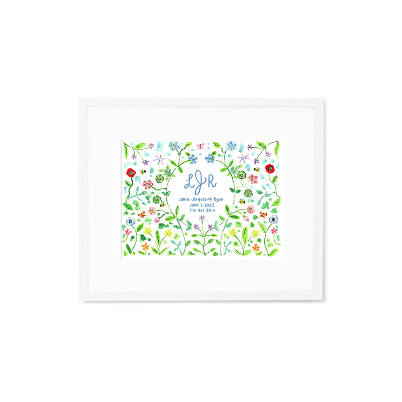 Personalized Baby Name Print: Flower Garden