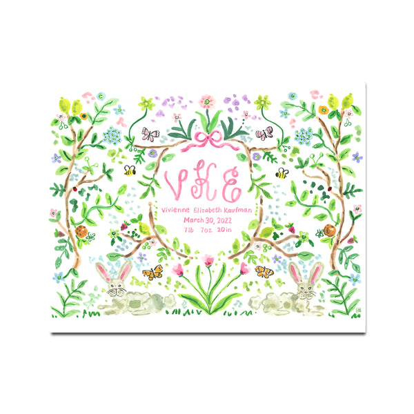 Personalized Baby Name Print: Bunnies