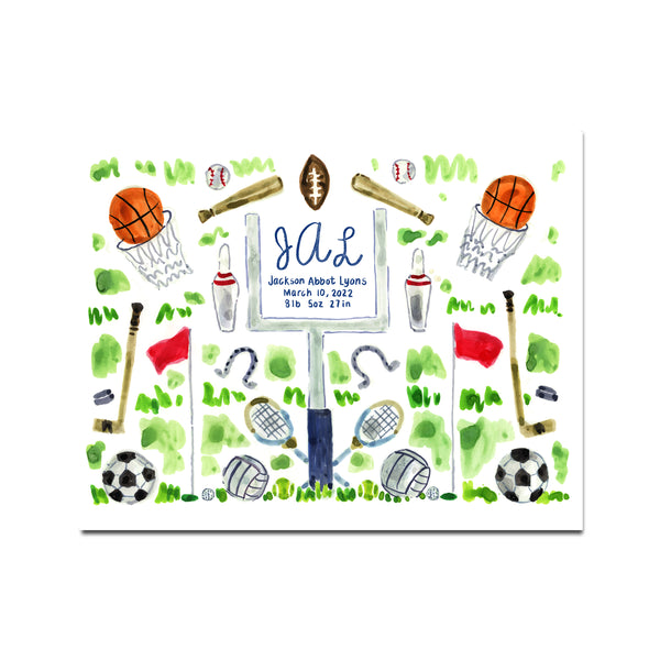 Personalized Baby Name Print: Sports