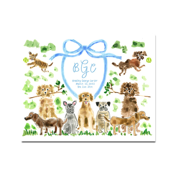 Personalized Baby Name Print: Dogs