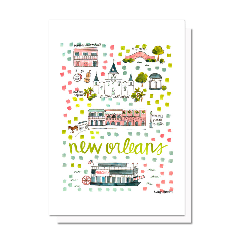 New Orleans, LA Map Card