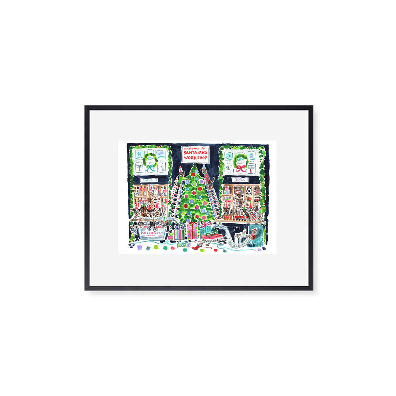 The "Santa Paws Workshop" Fine Art Print