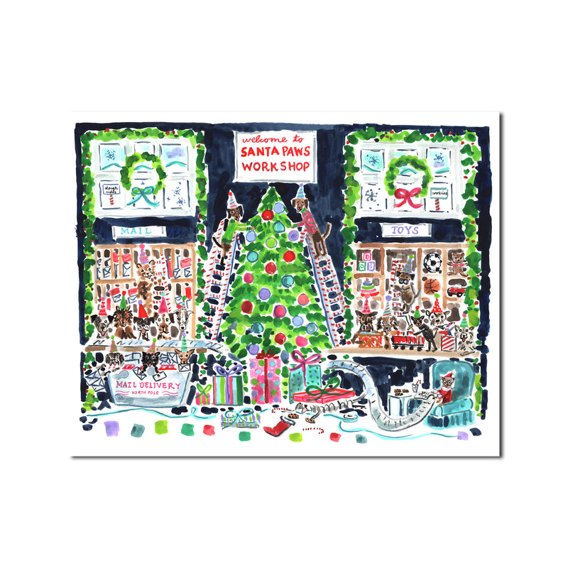The "Santa Paws Workshop" Fine Art Print