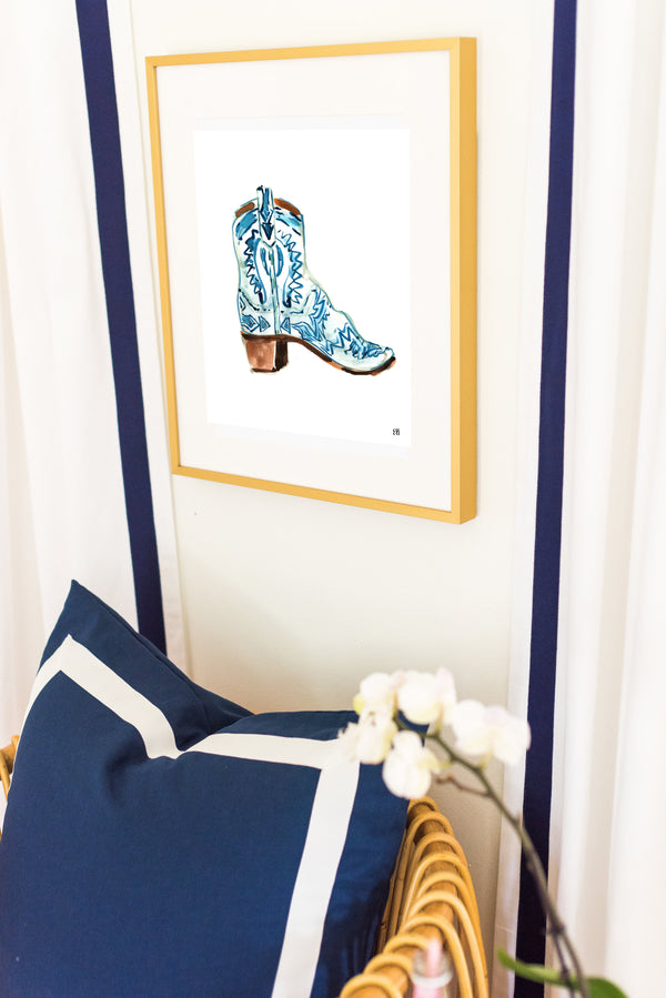 The "Cowboy Boot, Navy" Fine Art Print