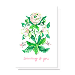 Pink "Thinking of You" Flowers, Printable Card Download