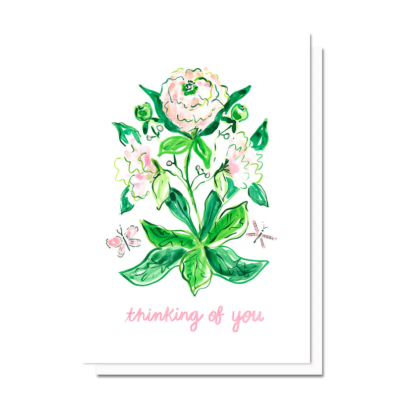 Pink "Thinking of You" Flowers Card