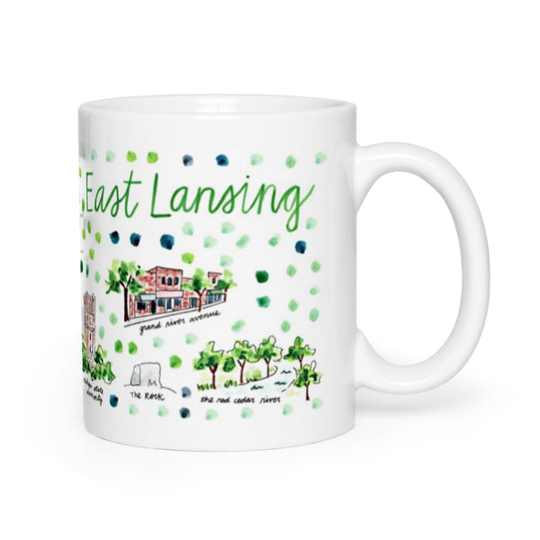 East Lansing, MI Map Mug