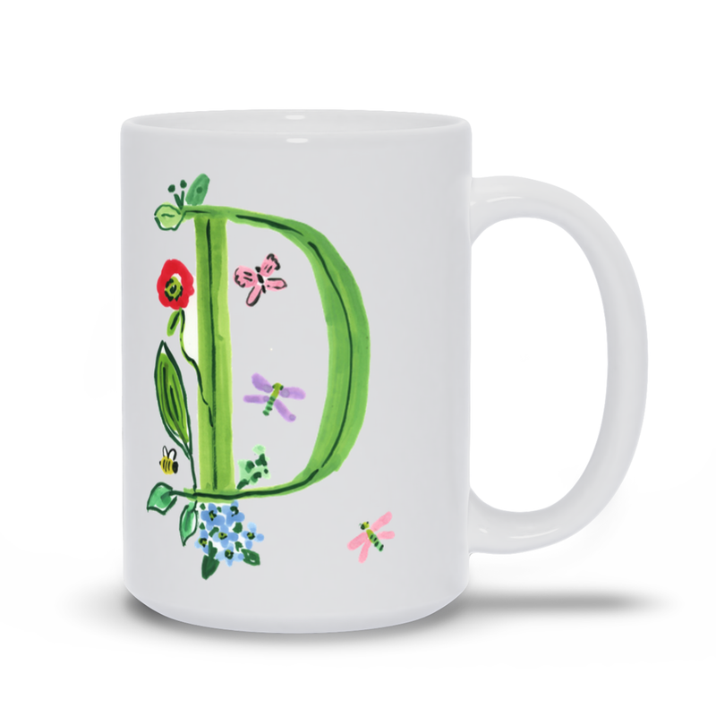 Botanical Monogram Coffee Mug with Name